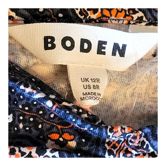 NWT Boden Paisley Fitted Jersey Dress Long Sleeve Sweetheart Neck Size 8R